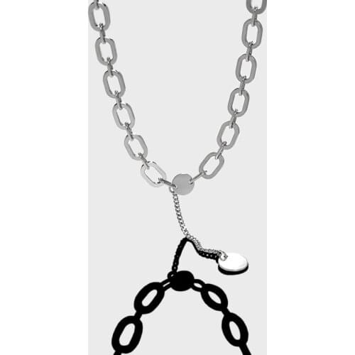 Hip-hop style necklace chain round brand S925 sterling silver ins niche simple student sweater necklace Streetwear Collar Girl