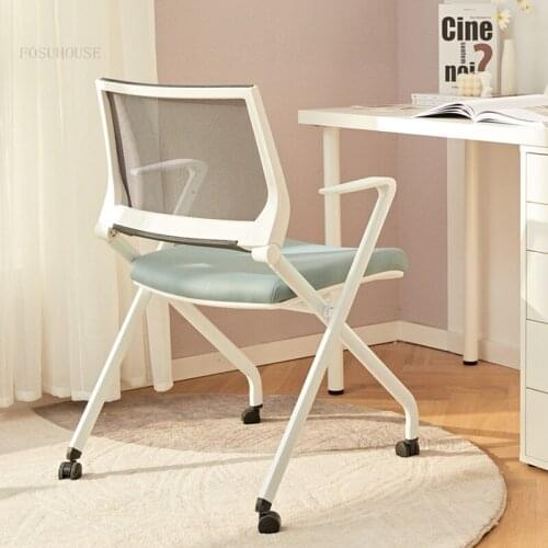 Front Desk Meeting Room Computer Chairs Conference Staff Backrest Office Chair Folding Training Study Learning Swivel Armchair