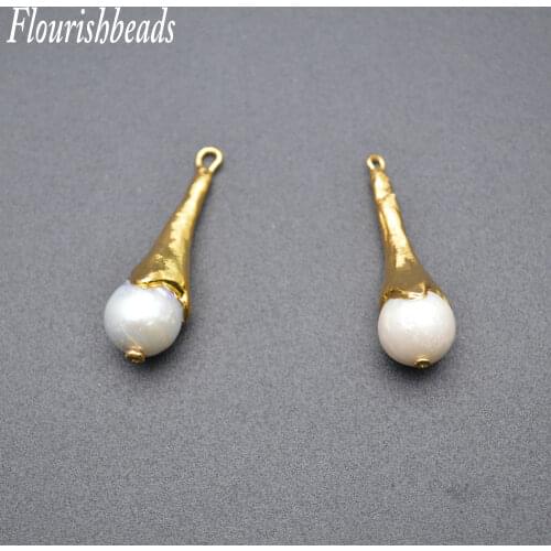 Gold Color Natural Pearl Water Drop Shape Pendant Fit Necklace Bracelet Earrings Woman Diy Findings Fashion Jewelry Making