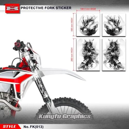 KUNGFU GRAPHICS Front Fork Tube Guards Decor Custom MX Decals Stickers for Suspension for MX Dirt Bike Off Road, Black