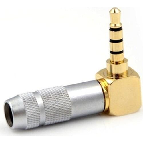 L Shape 90 Degree 3.5mm 4 poles Male stereo phono DIY Solder Adapter Audio Connector solder