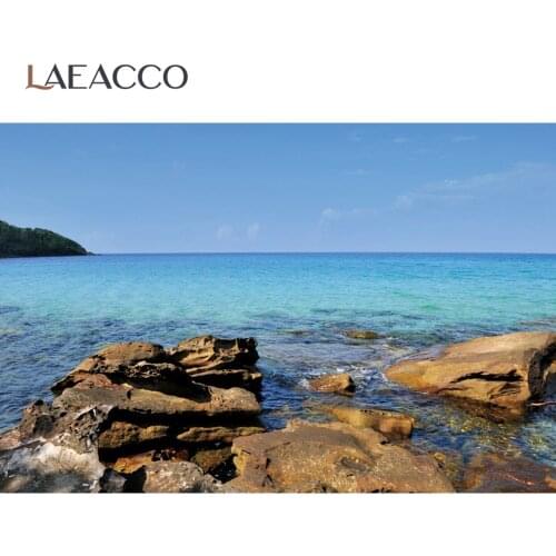 Laeacco Blue Sea Seaside Reef Nature Scene Photophone Photography Background Photo Backdrop Photo Studio Photocall Photozone