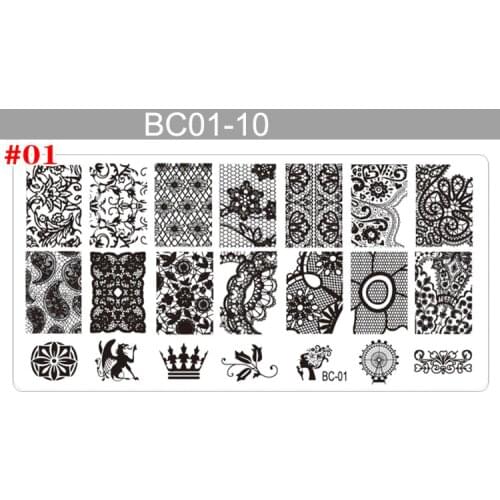 TOP Sale! 1 Pc BC01-10 Crown Floral Butterfly Pattern Nail Art Stamping Plates Stainless Steel Stamp Template Stencils For Nails