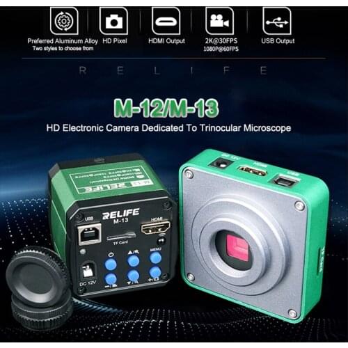 RELIFE M-12/M-13 3800W HDMI Trinocular Microscope HD Camera For Phone CPU PCB Observe Soldering Repair High Speed Image