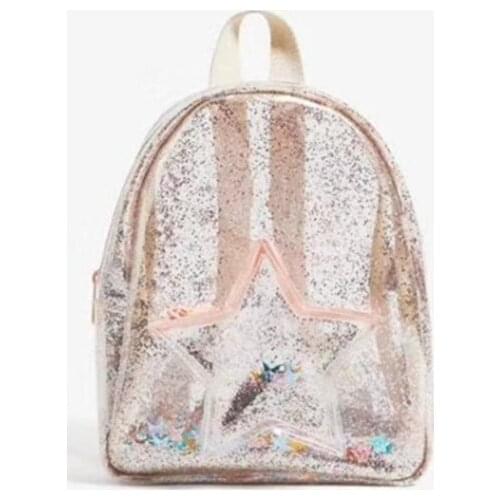Multifunctional Bag Cute Glitter Stars Heart-shaped Shoulder School Bags Kids Transparent PVC Children Mini Backpack for Women