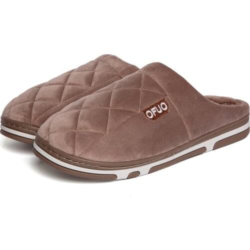 Men Indoor Slippers Home Warm Short Plush Anti Slip Lovers Home Slides 2020 Winter Shoes Woman House Floor Cotton Slippers