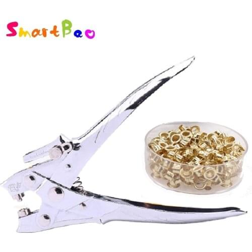Eyelet Hole Puncher Save Power Grommet Plier Metal Hole Punch with Eyelet Pliers 5mm Round Hole Grommet Setting Tool Kits