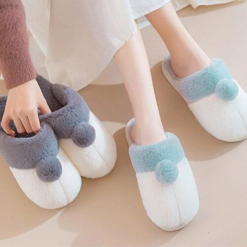 2021 New Winter Cotton Plush Slippers Household Women Fashion Plush Slippers Rabbit Hair Slippers