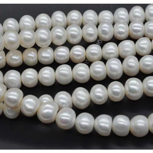 Newly big 10mm bread real freshwater pearl string free shipping Q30351