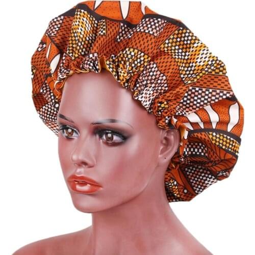 Extra Large Satin Lined Wax Bonnet Women Big Size Print Bonnets Sleep Cap Nightcap Wholesale