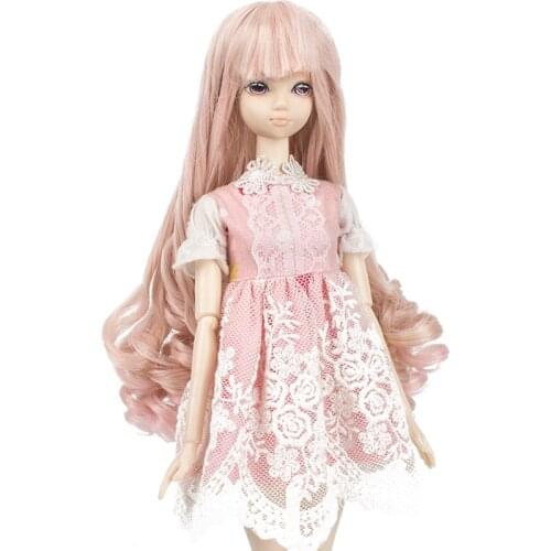 Aidolla 1/12 BJD Doll Wig Long Curly Bangs Hair Gradient Color High Temperature Fiber Wavy Wig Doll Accessories For DIY BJD Doll