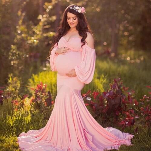 Dress for Pregnant Women Sexy Maternity Dresses for Photo Shoot Plus Size Summer Clothes for Women Chiffon Maxi Dress A003