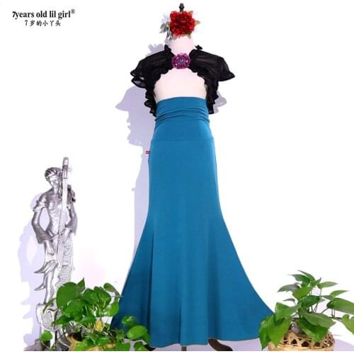 Spanish Flamenco Dance Practice Dress Skirt Multilayer Women Wear Fishtail ESS25