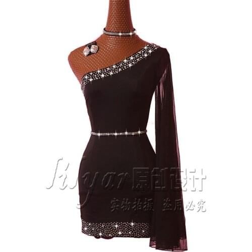 Latin Dance Costume Dance Costume competition dress is slim, high black self-cultivation