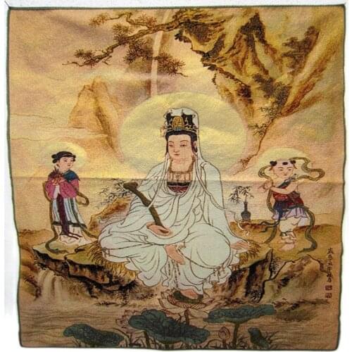 Tibet Tibetan Buddhist Thangka silk embroidery all hung up like a collection of Guanyin collection