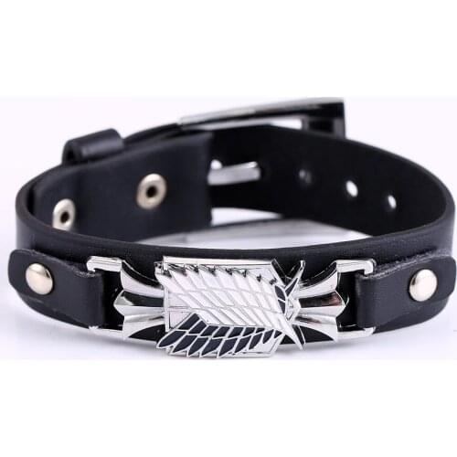 10pcs/lot Attack on Titan Wings of Liberty Personality Bracelets Vintage Leather Bracelets For Women And Men