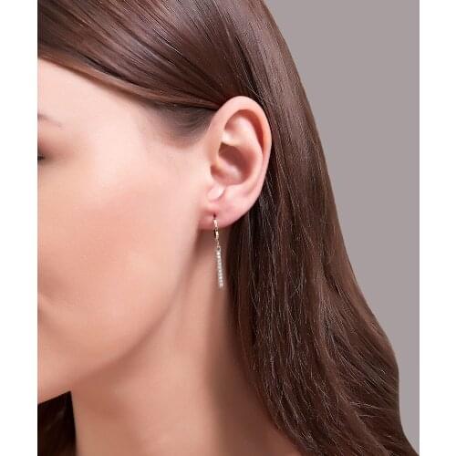Simple I Shape Copper Alloy Rhinestone Golden Silver Plated Women Dangle Earrings & Drop Earrings