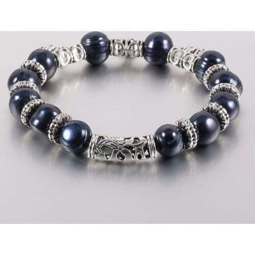 Natural Freshwater Pearl Jewelry 11mm Beaded Titanium Steel Bracelet Elephant Pendant Charms Bracelets 2020 Fashion Women Gifts