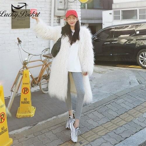 Women Winter Street Style Mid-Length Solid Color Fashion Keep Warm Fur Coat Ladies New WarmLuxurious Plus Size plush Coat ZY39