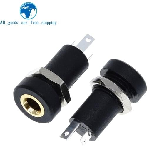 10PCS 3.5mm Audio Socket 3 Pole Black Panel Mount Gold Plated With Nuts Headphone Socket