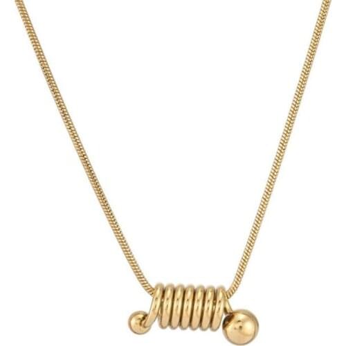 316L Stainless Steel Coil Spring Shape Charms Snake Bone Charms Clavicle Chain Pendant Necklace For Women Fashion Fine Jewelry