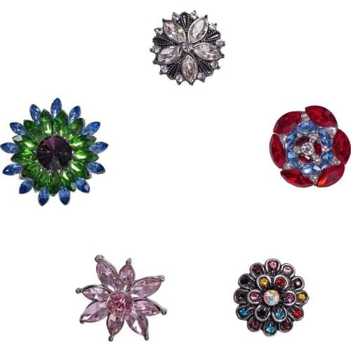 5pcs/lot High quality Mix Many styles Metal Snap Button Charm Rhinestone Styles Button Ginger Snap Jewelry MDB18-224