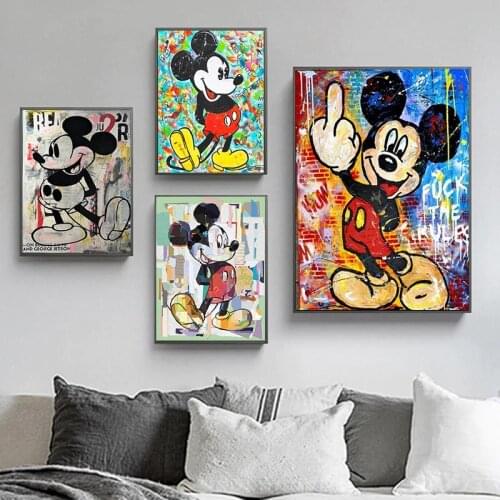 Graffiti Mickey and Minnie 5D DIY Diamond Painting Diamond Embroidery Painting Diamond Mosaic Full Cross Stitch Kits Home Decor
