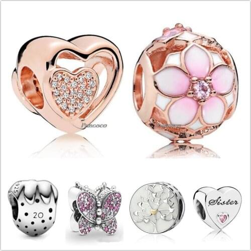 Authentic 925 Sterling Silver 2020 Limited Edition Strawberry Charm Beads Fit Women Pandora Bracelet & Necklace Jewelry