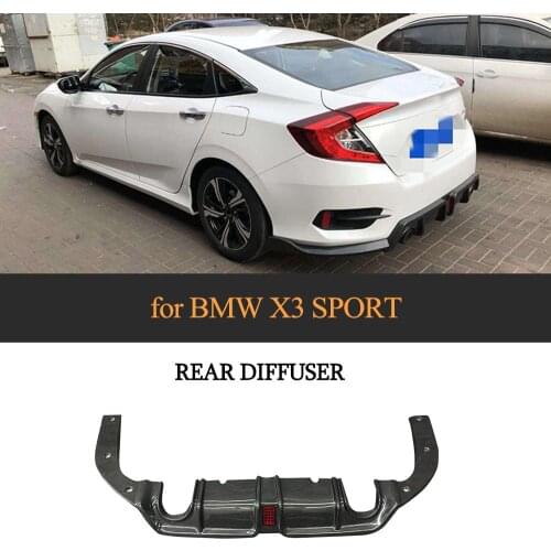 Carbon Fiber Rear Bumper Diffuser Lip Spoiler for Honda Civic 10th 2016 -2018 PP Car Diffuser With Bumper Splitter 3PCS/SET