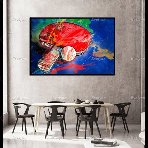 Table Tennis Canvas,Table Tennis Racquet Wall Art Poster Decor,Ping Pong Print Modular Picture, Sports Room Decor,Ping Pong
