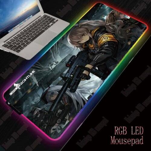 XGZ Girls Frontline Anime RGB Gaming Mouse Pad Gamer Large Mouse Mat Computer Mousepad Led Backlight Mause Pad Keyboard Desk Mat