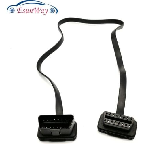 Flat Thin As Noodle GPS Cable OBD OBD2 OBDII Male to Female Car styling Diagnostic Cables Extension Connector Cable