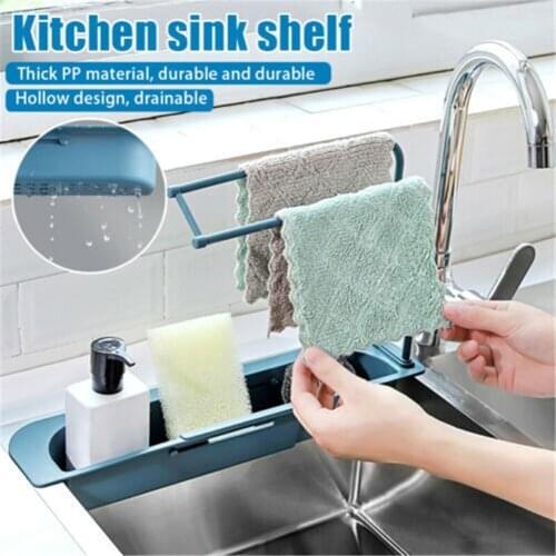 Kitchen Drain Basket Expandable Easy Installation Storage Sink Holder Rack Sponge Holder Tray for Home #W0