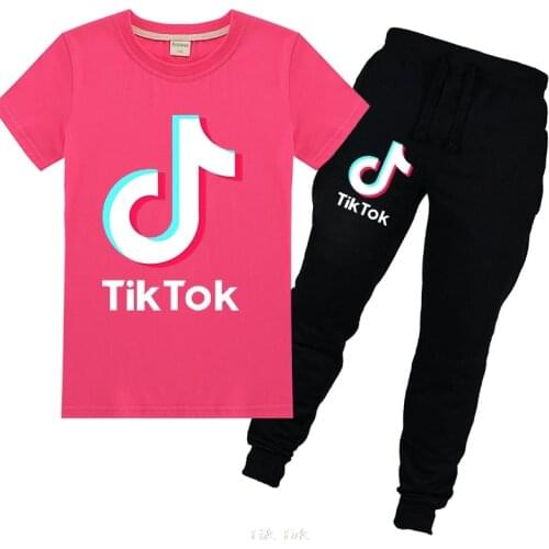 Summer Toddler Baby Girls Clothing Sets Cartoon Tik Tok Girls top T-shirt Shorts 2pcs Outfits Kids Clothes Fashion Sport Suits