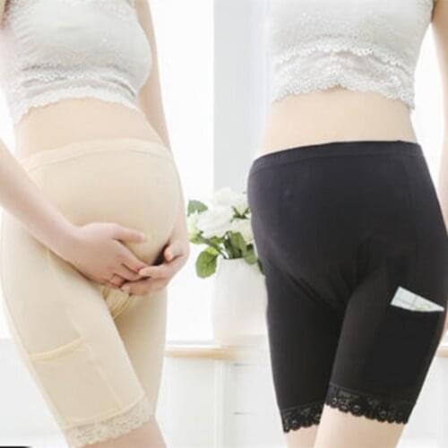 Summer Thin Cotton Maternity Short Legging Belly Seamless Side Pocket Hot Shorts for Pregnant Women Yoga Pregnancy Underpants