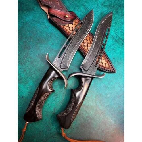 Vg10 Damascus Steel Blade palisander Handle Handmade Collection 61 HRC Survival Straight Knife Outdoor EDC Tool Hunting Knives