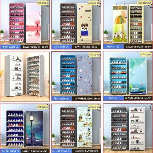 Multi-Layer Simple Shoe Rack Dormitory Household Door Dustproof Belt Cloth Cover Storage Shoe Cabinet Shoemaker