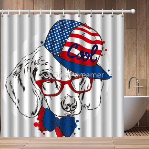Fashion 3D Print Animals Cats Dogs Shower Curtain Cute Bathroom With Waterproof Hook Cartoon Kids Funny Bath Curtains