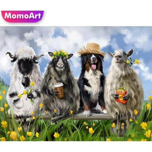 MomoArt Diamond Painting Dog Diamond Embroidery Sheep Cross Stitch Set Flower Mosaic Animal DIY Picture Of Rhinestone Home Decor