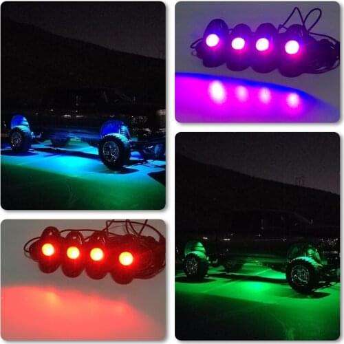 4 Pods RGB Led Rock Light Kits Wireless Bluetooth Cell Phone Remote Control Timing Function Music Multi-color Underglow Lamps