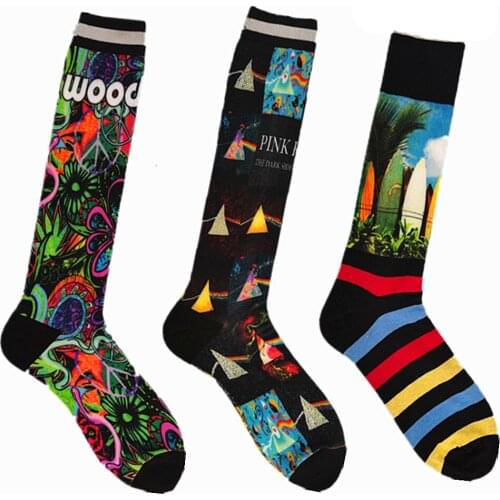 Personalized Novelty of a Pair of Printed Dyed Mens Weird Comic Style Funny Dress Medium-Long Tube Socks in Autumn Winter