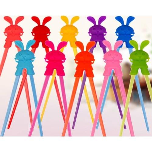 Children Beginner Easy Fun Learning Training Helper Bunny Rabbit Rubber Plastic Chopsticks LX1397