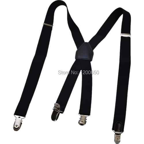 4 clips leather black colored mens suspenders for men 2.5cm womens pants with adjustable suspenders grey