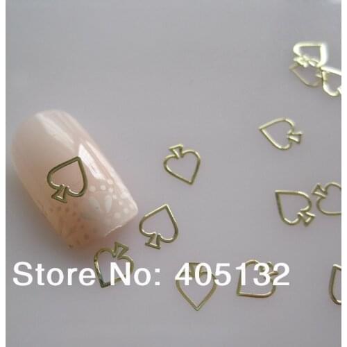 Approx. 1000pcs/bag Metal Gold Spade Design Non-adhesive Metal Slices Nail Art Decoration MS-264-2