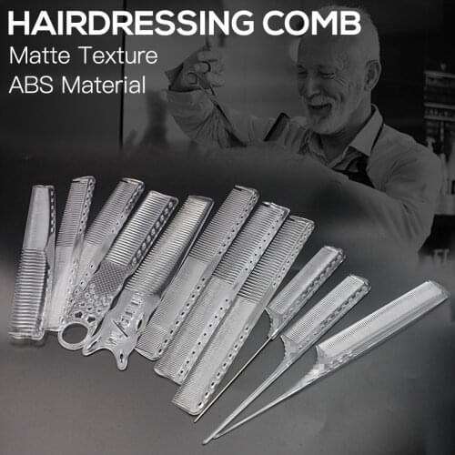 Professional Hairdressing Transparent Anti-static Hair Cutting Comb Salon Haircut Non-slip Handle Flat Top Comb Hair Clipper