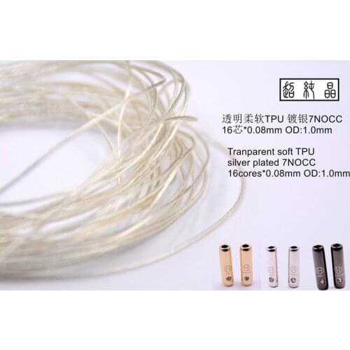 Transparent soft TPU silver plated 7NOCC cable 16core*0.08 OD:0.9MM 6meters