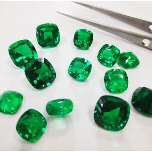 Sale 5A Cushion Shape Cut Lab Grown Hydrothermal Columbian Emerald Stone With Minor Cracks and Inclusions Loose Gemstone