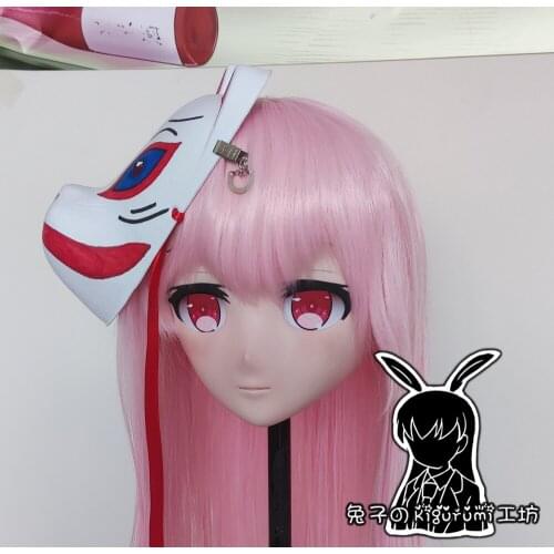 RB276)Full Head Female Resin Cosplay Japanese Role Play Hata no Kokoro Kigurumi Mask Crossdresser Doll Transgender Mask