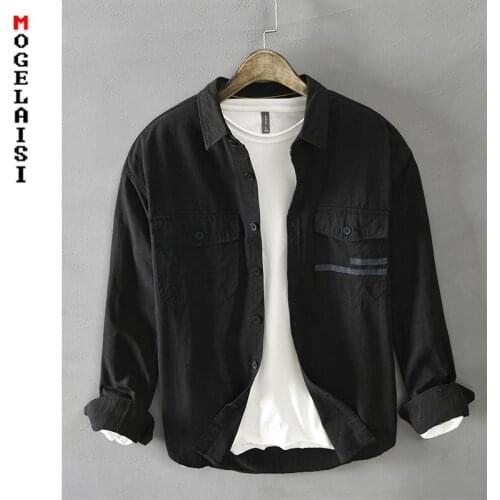 New Autumn 2020 casual shirt men high quality 100% cotton long sleeve shirts tops chemise homme Asian size 3XL Z103