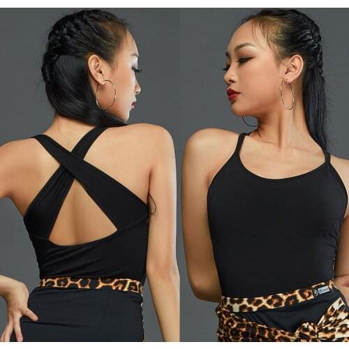 Sexy Bodysuit Latin Dance Costumes For Women Black Backless Tops Cha Cha Rumba Samba Latin Dress Performance Dancewear DQS5439